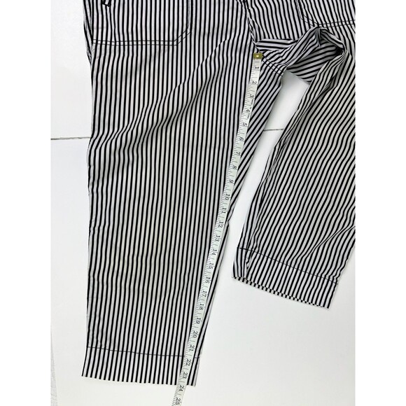 Chico's White & Black Pinstripe Print Cotton Crop Pants Cuffs Women's 2 US 12 - Picture 5 of 11